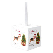 Beagle Funny Kersthond met boom Decoratie (Achter hoekig)