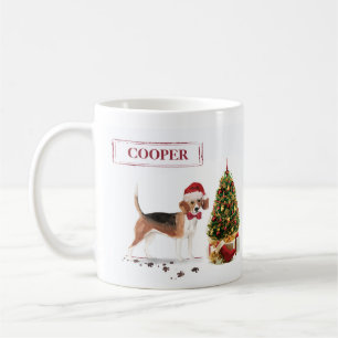 Beagle Funny Kersthond met boom Koffiemok