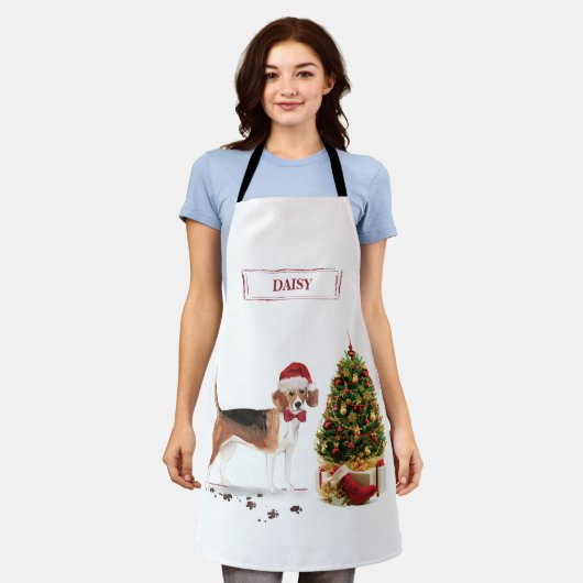 Beagle Funny Kersthond met boom Schort (Gedragen)