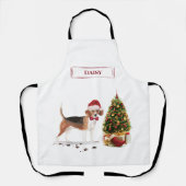 Beagle Funny Kersthond met boom Schort (Voorkant)