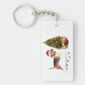 Beagle Funny Kersthond met boom Sleutelhanger (Voorkant)