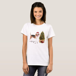 Beagle Funny Kersthond met boom T-shirt