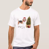 Beagle Funny Kersthond met boom T-shirt (Voorkant)