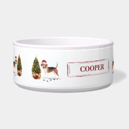 Beagle Funny Kersthond met boom Voerbakje