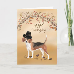 Beagle Funny Pilgrim Pet Thanksgiving Kaart