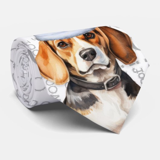 Beagle Funny Woof Christmas Hondenliefhebber Stropdas (Opgerold)