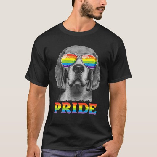 Beagle Gay Pride Lgbt Rainbow Flag Sunbribril Dog T-shirt (Voorkant)