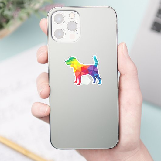 Beagle Gay Pride LGBTQ Rainbow Flag Hondenliefhebb Sticker (Telefoon)