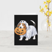 Beagle Geesthond Halloween Kaart (Gele Bloem)