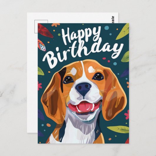 Beagle Gefeliciteerd  Briefkaart (Voorkant / Achterkant)