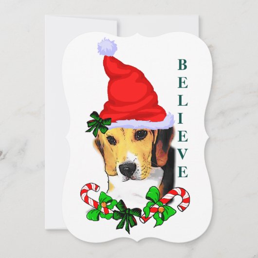 Beagle gelooft in Kerstmis Feestdagenkaart (Voorkant)