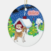 Beagle gelooft in Santa Keramisch Ornament (Links)