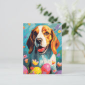 Beagle Gelukkig Pasen Briefkaart (Staand voorkant)