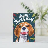 Beagle Gelukkige Verjaardag Briefkaart (Staand voorkant)