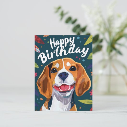 Beagle Gelukkige Verjaardag Briefkaart (Staand voorkant)