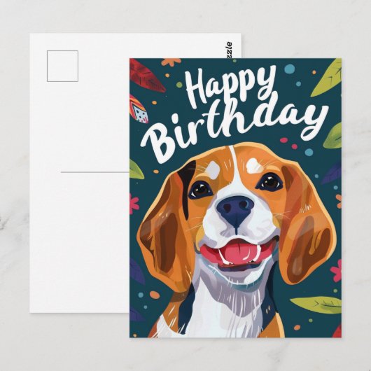 Beagle Gelukkige Verjaardag Briefkaart (Voorkant / Achterkant)