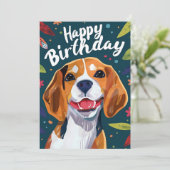 Beagle Gelukkige Verjaardag Feestdagenkaart (Staand voorkant)