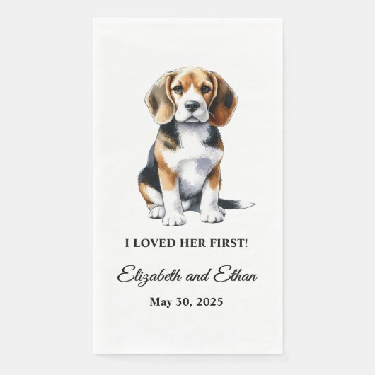 Beagle gepersonaliseerde hond bruiloft servet (Voorkant)