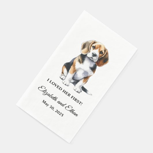 Beagle gepersonaliseerde hond bruiloft servet (Hoek)