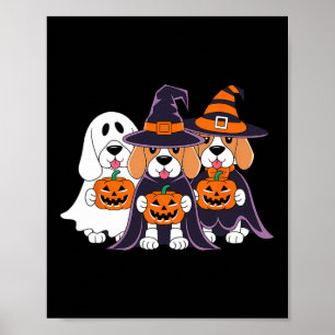 Beagle Ghost Pumpkin Halloween Ontwerp voor Honden Poster