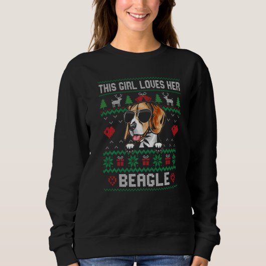 Beagle Girl Cool Ugly Christmas for Dog Mom Premiu Trui (Voorkant)