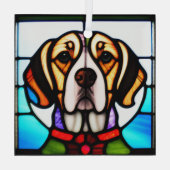 Beagle "Glas in lood" Glas Ornament (Achterkant)