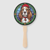 Beagle Glas in lood Kerst Handwaaier (Voorkant)