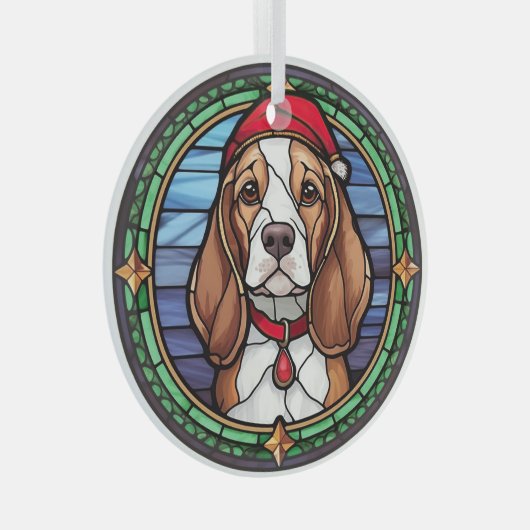 Beagle Glas in lood Kerst Ornament (Voorkant Rechts)