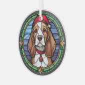 Beagle Glas in lood Kerst Ornament (Voorkant links)