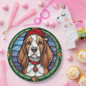 Beagle Glas in lood Kerst Papieren Bordje (Feest)