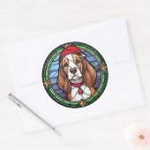Beagle Glas in lood Kerst Ronde Sticker (Envelop)