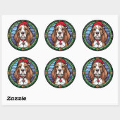 Beagle Glas in lood Kerst Ronde Sticker (Vel)