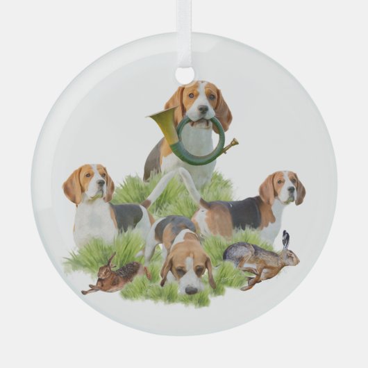 Beagle Glas Ornament (Voorkant)