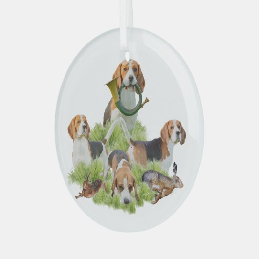 Beagle Glas Ornament (Voorkant links)