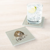 Beagle Glazen Onderzetter (Schuin)