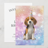 Beagle Glitterende Verjaardag Kaart (Voorkant / Achterkant)