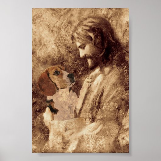 Beagle God Jezus citeert ons door zijn liefde Poster (Voorkant)