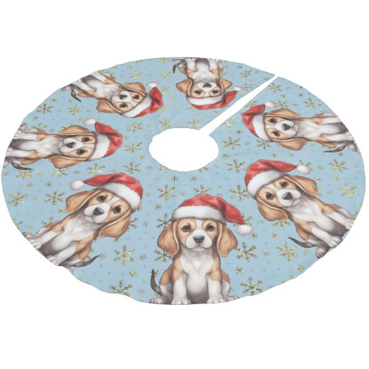 Beagle Gold Glitter Sneeuwvlok Kerstboom Rok (Gekanteld)