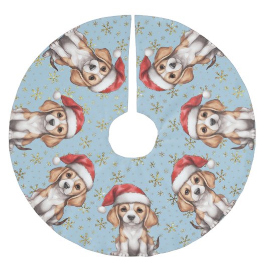 Beagle Gold Glitter Sneeuwvlok Kerstboom Rok (Voorkant)
