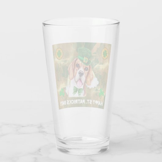 Beagle Gold Happy St. Patricks Da Glas (Achterkant)