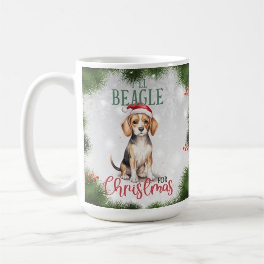 Beagle Grappige Hond Grappige Kerst Koffiemok (Links)