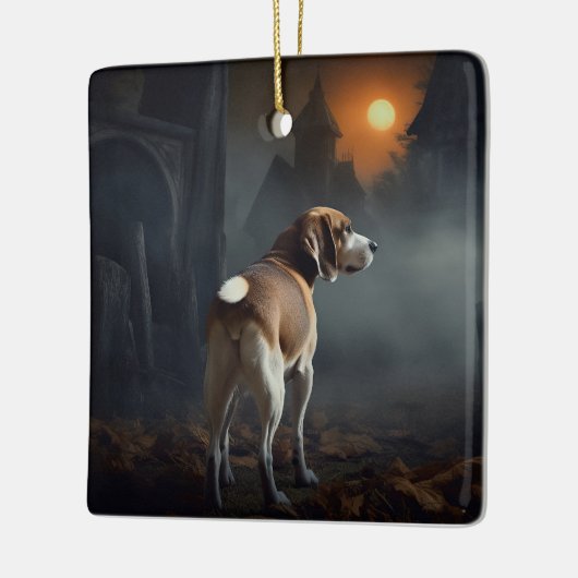 Beagle Halloween eng Keramisch Ornament (Links)