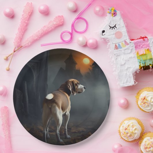 Beagle Halloween eng Papieren Bordje (Feest)