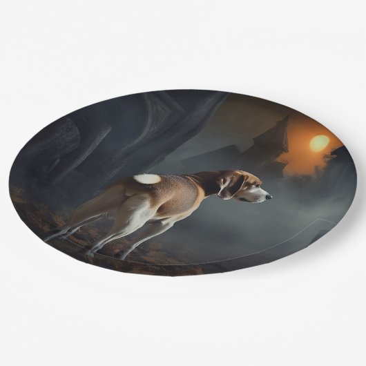 Beagle Halloween eng Papieren Bordje (Gekanteld)