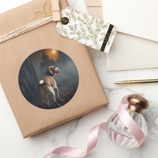 Beagle Halloween eng Ronde Sticker (Geschenken)