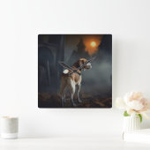 Beagle Halloween eng Vierkante Klok (Huis)