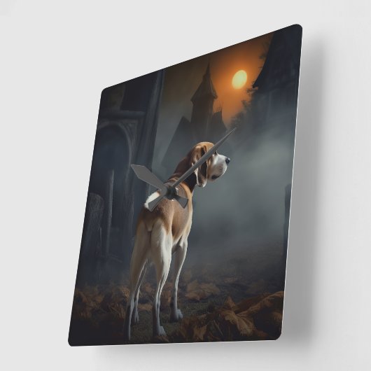 Beagle Halloween eng Vierkante Klok (Hoek)