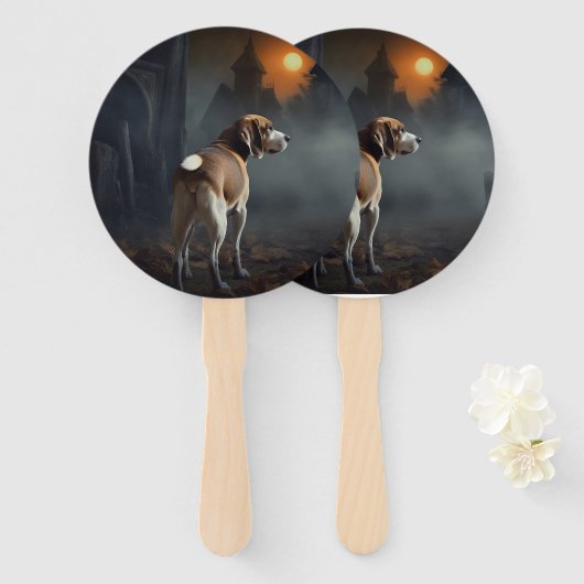Beagle Halloween Griezelen Handwaaier (Voorkant en achterkant)