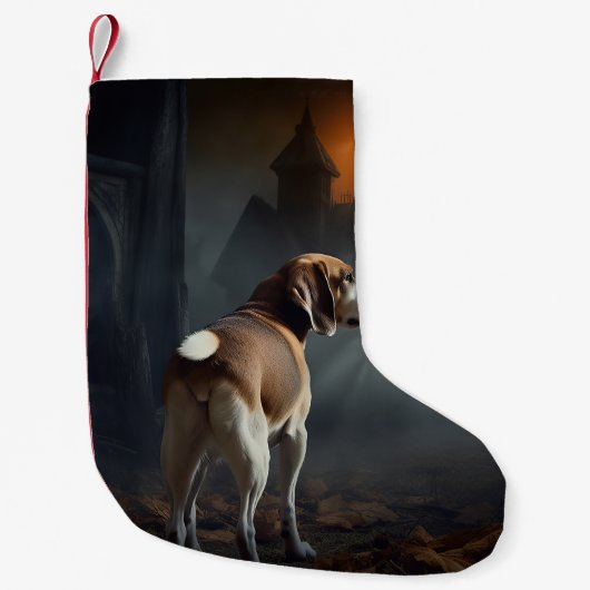 Beagle Halloween Griezelen Kleine Kerstsok (Voorkant)