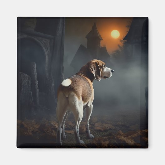Beagle Halloween Griezelen Magneet (Voorkant)
